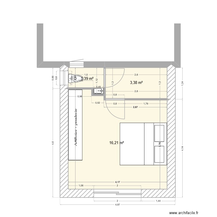 BELZ. Plan de 3 pièces et 21 m2
