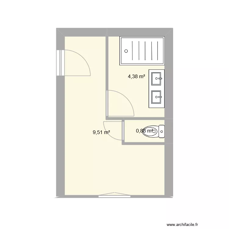 Pi&egrave;ces Fond Bissy. Plan de 3  et 15 m²