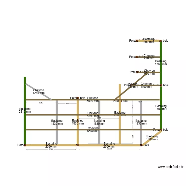 terrasse piscine charpente. Plan de 