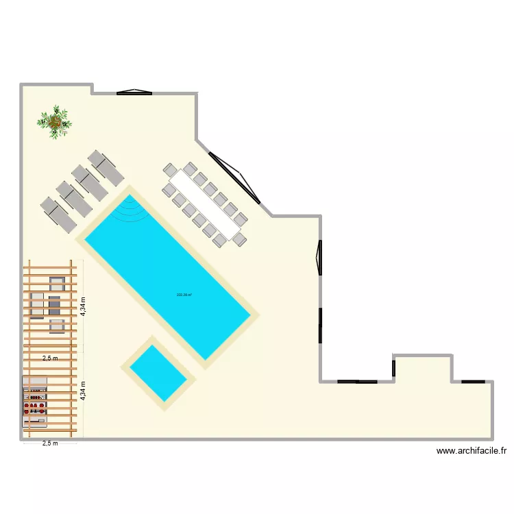 terasse. Plan de 1 et 222 m² terasse. Plan de 1 et 222 m²