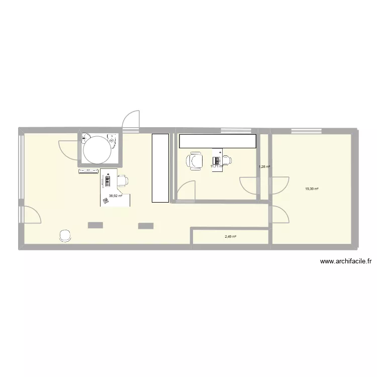 Local hubert Delisle. Plan de 5  et 74 m²