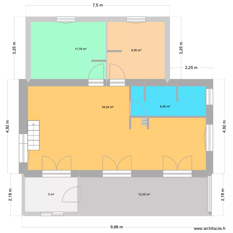 Glo et Ben am&eacute;nager. Plan de 6  et 78 m²
