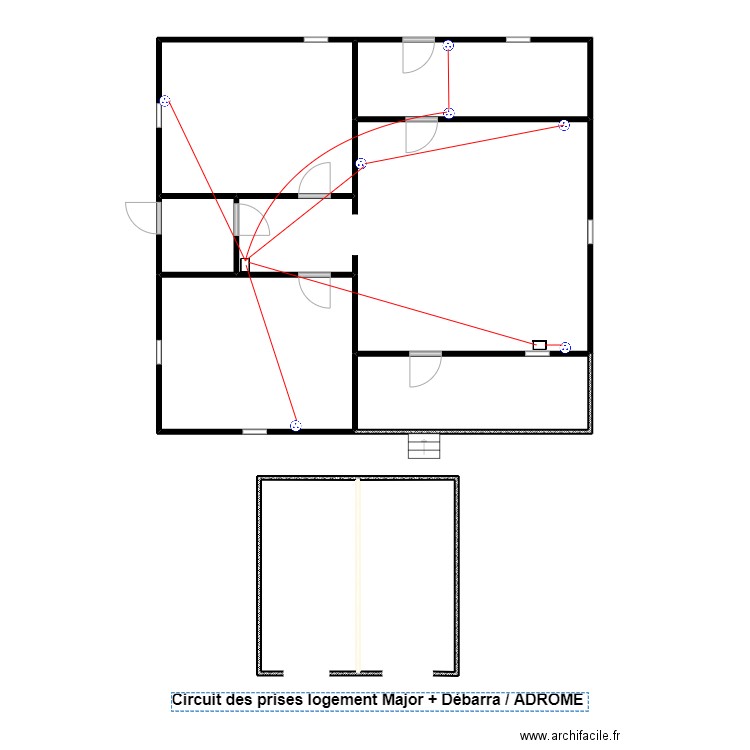 Circuit des prises logement Major + Débarra / ADROME. Plan de 0 pièce et 0 m2