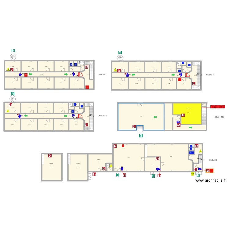INTERNAT SAINTE THERESE. Plan de 67 pièces et 762 m2