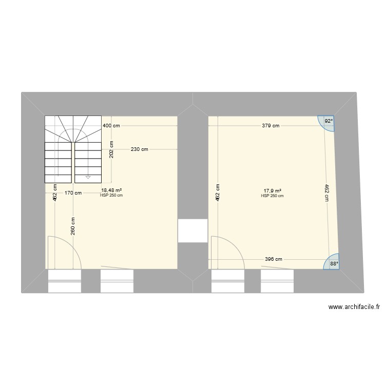 GUILPART. Plan de 2 pièces et 36 m2