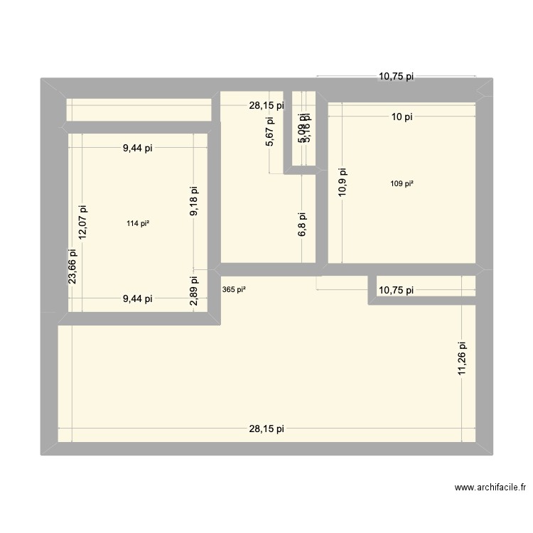app2-version mieux. Plan de 3 pièces et 70 m2