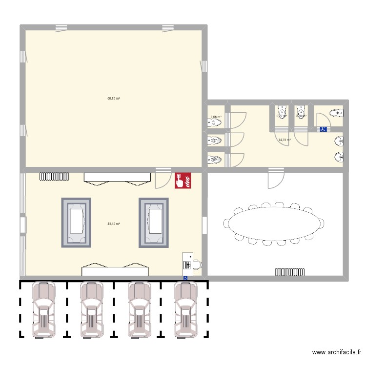 Chocolaterie. Plan de 8 pièces et 124 m2