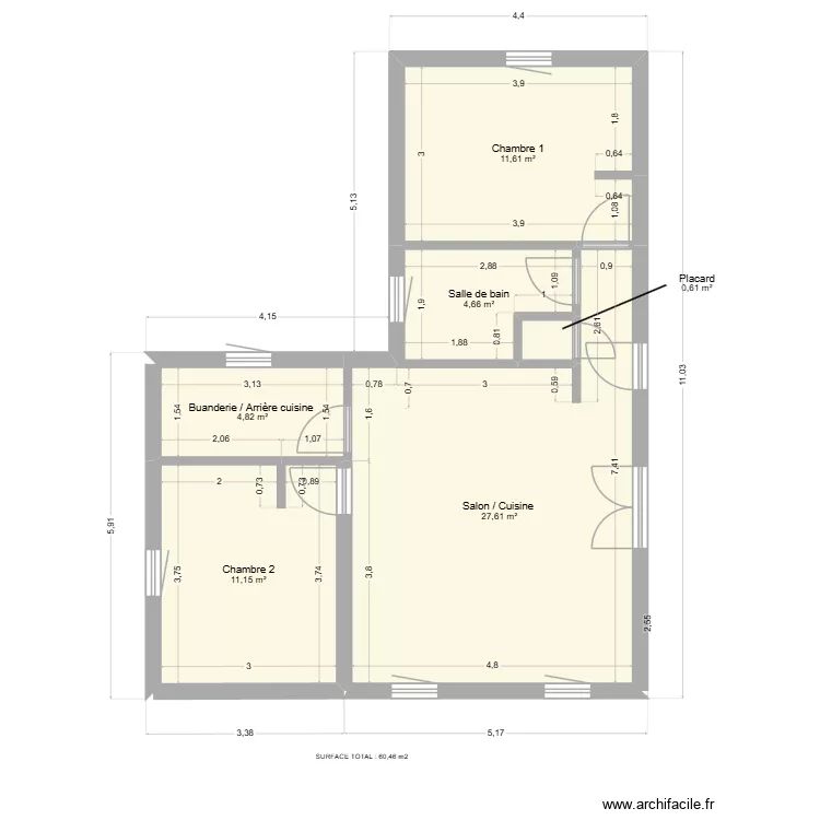 MAISON PREFA 60 m2. Plan de 6 et 60 m² MAISON PREFA 60 m2. Plan de 6 et 60 m²