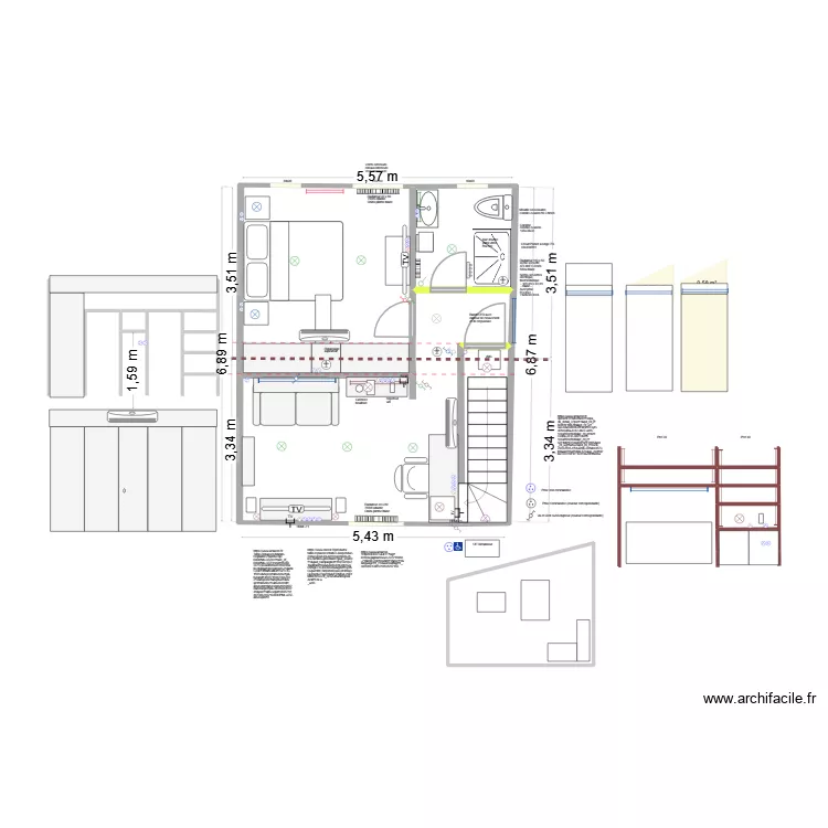 DEFINITIF chambre + salon. Plan de 15 Pièces et 48 m² DEFINITIF chambre + salon. Plan de 15 Pièces et 48 m²