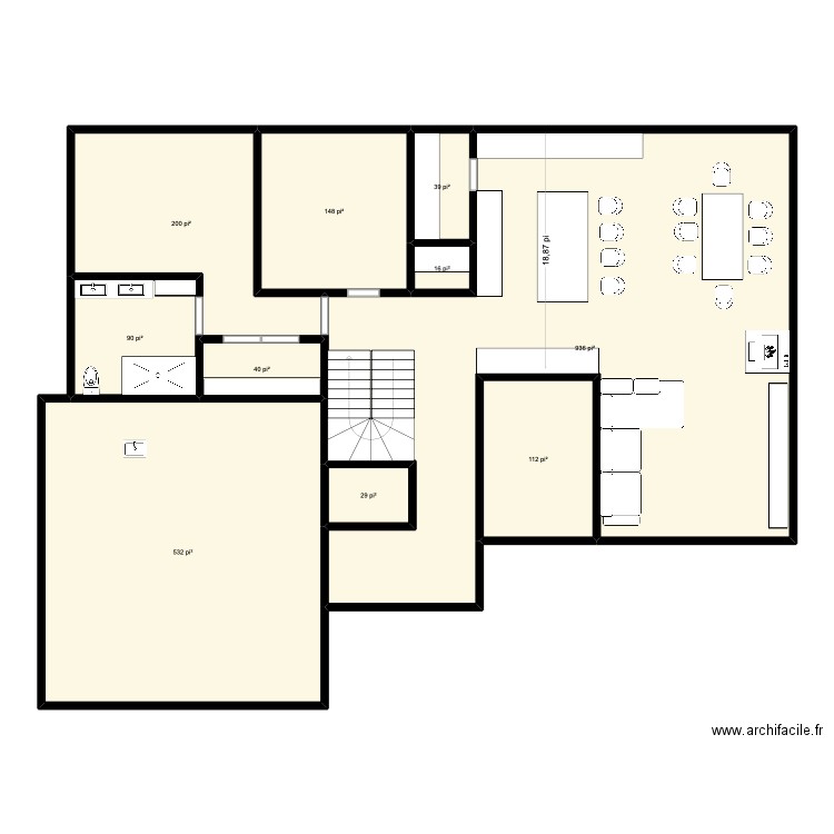 dessin Drummond. Plan de 10 pièces et 199 m2