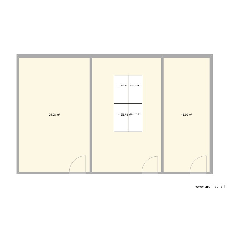 bureau en cours. Plan de 3 pièces et 68 m2