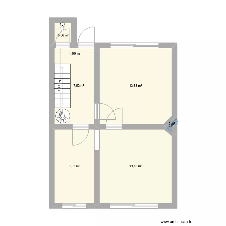 1&egrave;re &eacute;tage. Plan de 6  et 42 m²