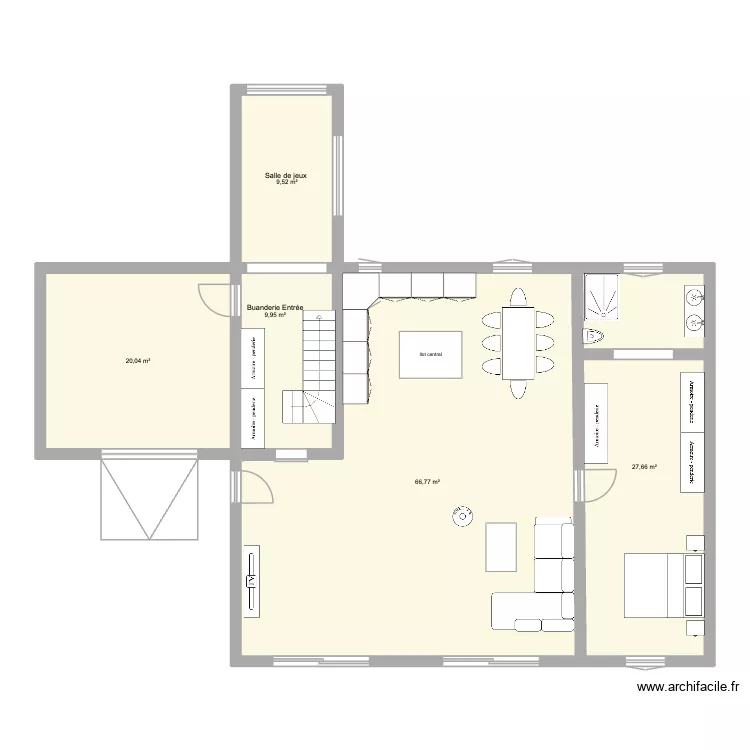 Maison Verte salle plan nouvel am&eacute;nagement V1. Plan de 