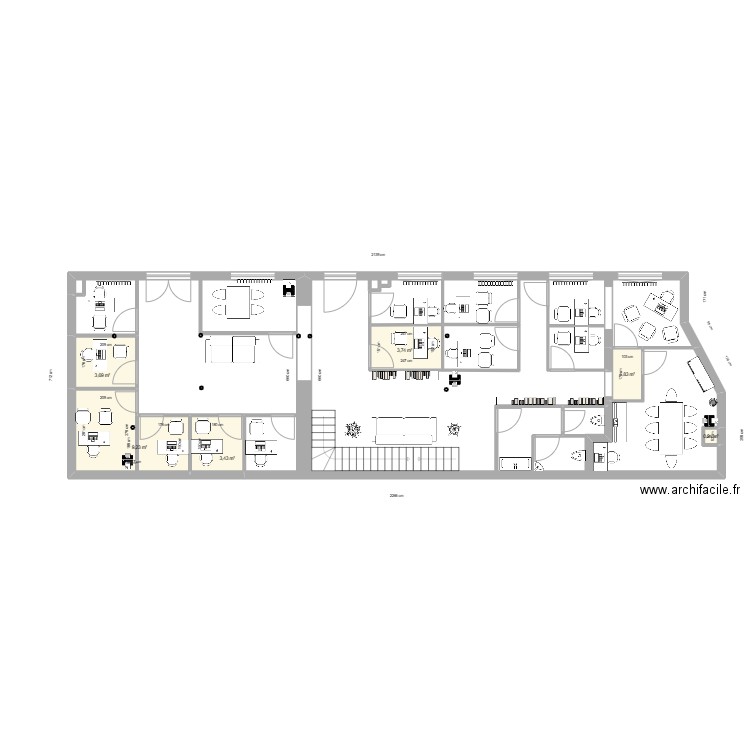 cabinet d'avocat. Plan de 6 pièces et 22 m2