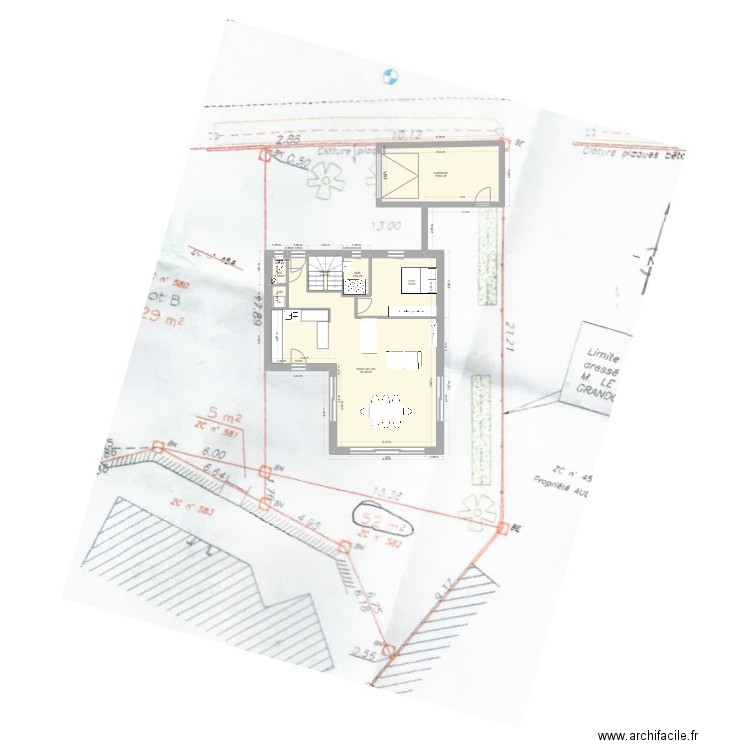 PAQUIER. Plan de 14 pièces et 140 m2