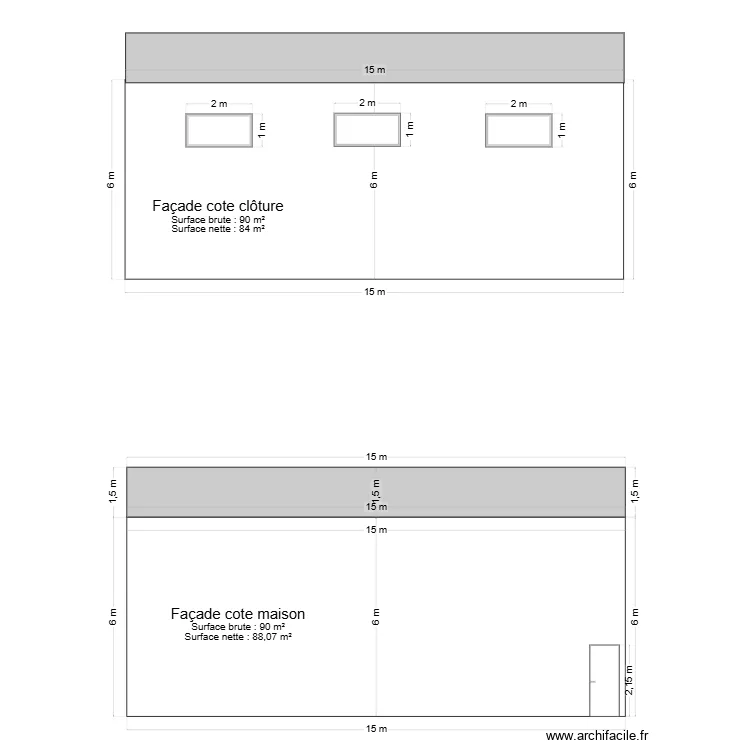 FACADE COTE HANGAR. Plan de 