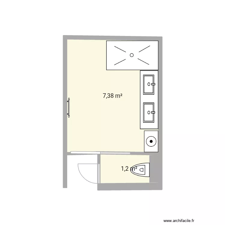 Sdb. Plan de 2  et 9 m²