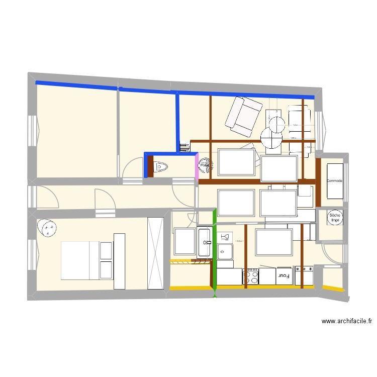 Suspension option 2. Plan de 12 pièces et 105 m2