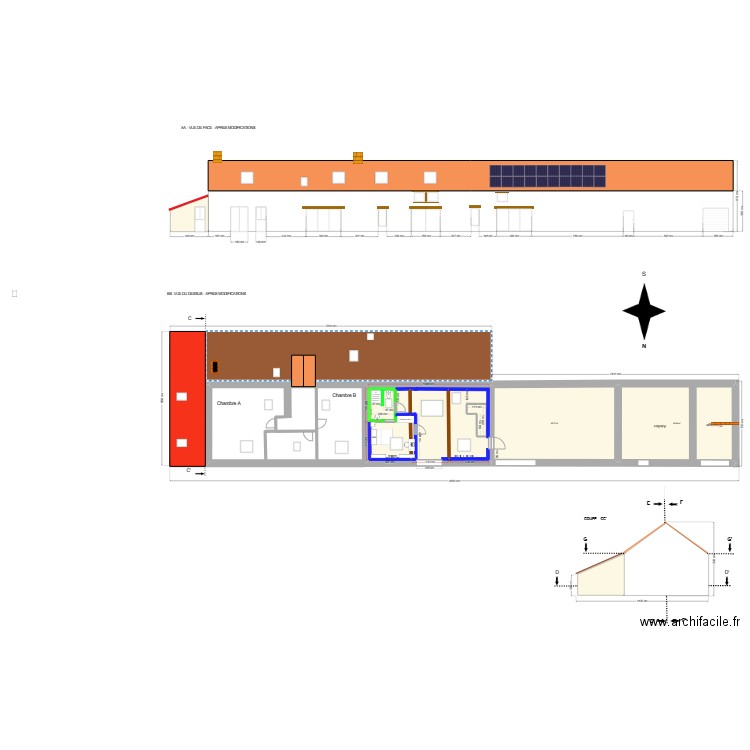 Plan Etage. Plan de 4 pièces et 192 m2