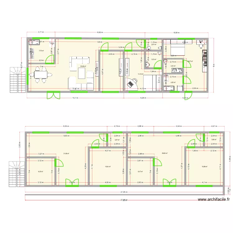 plan1. Plan de 16  et 227 m²