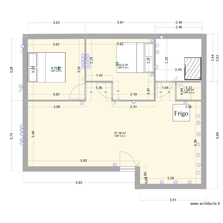 MANUE 2. Plan de 4 pièces et 58 m2