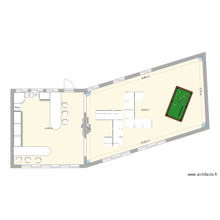 Paramaribo. Plan de 2 pièces et 90 m2