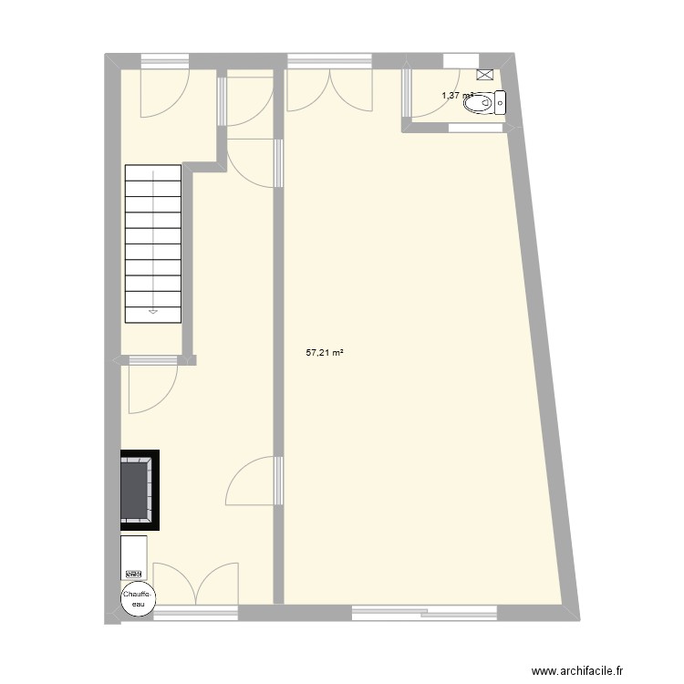 PROJET 1 RDC ASPIRAN. Plan de 2 pièces et 59 m2