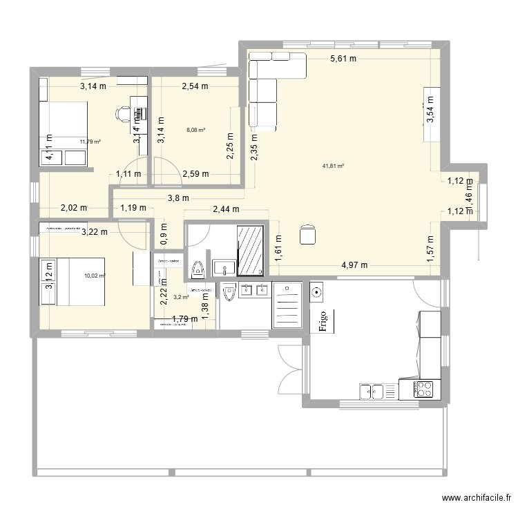 NATHALIE HARMENIL. Plan de 5 pièces et 75 m2