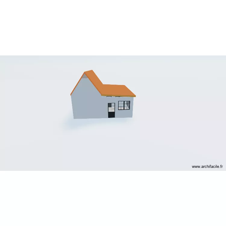 Plan 3D avec extension. Plan de 3  et 104 m²
