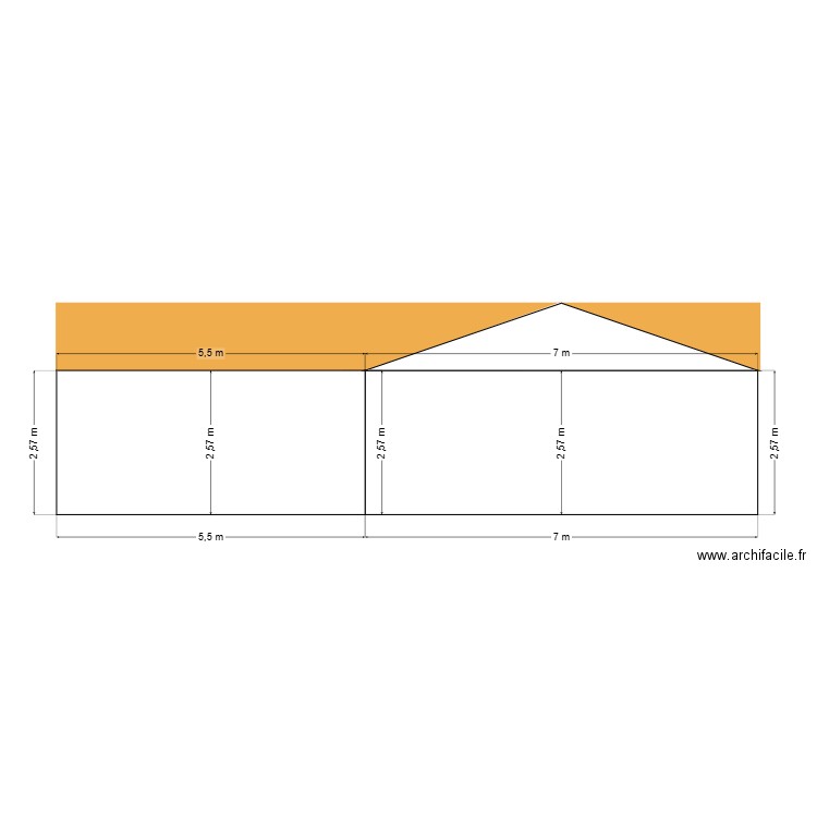 façade sud. Plan de 0 pièce et 0 m2
