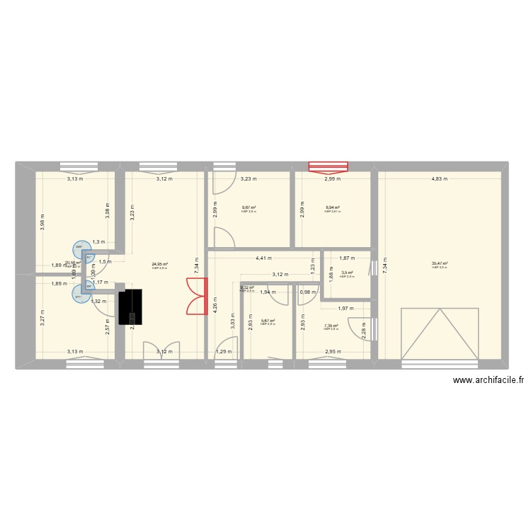 idée plan du 30-09-2025. Plan de 9 pièces et 125 m2