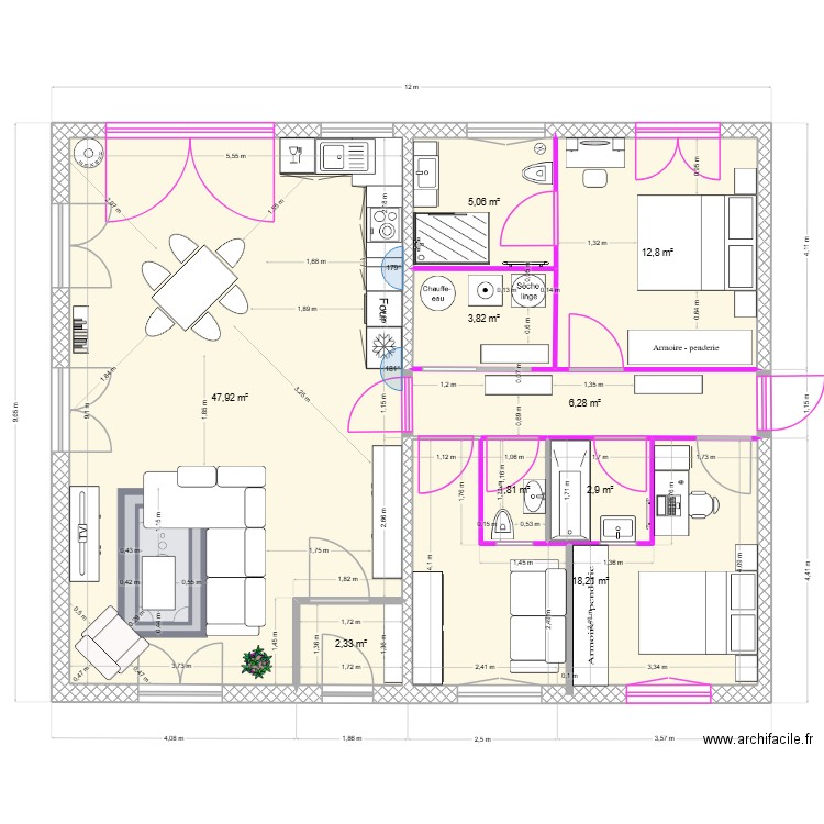 VSM RENO B WC séparé sans garage. Plan de 9 pièces et 101 m2