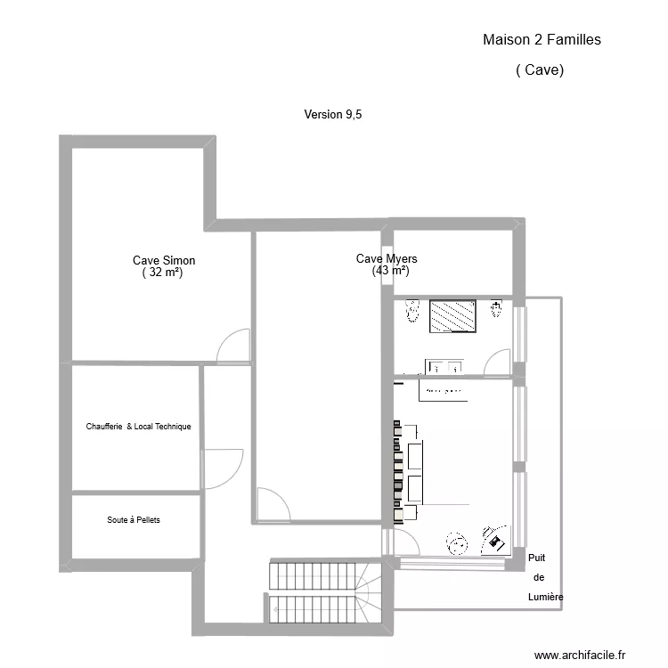 Maison 2 familles Myers-Simon Cave pour impression. Plan de 