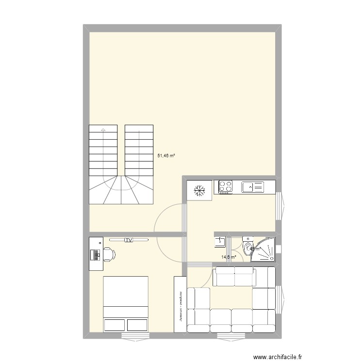 my house - Plan 3 pièces 68 m2 dessiné par abdelmoutaleb
