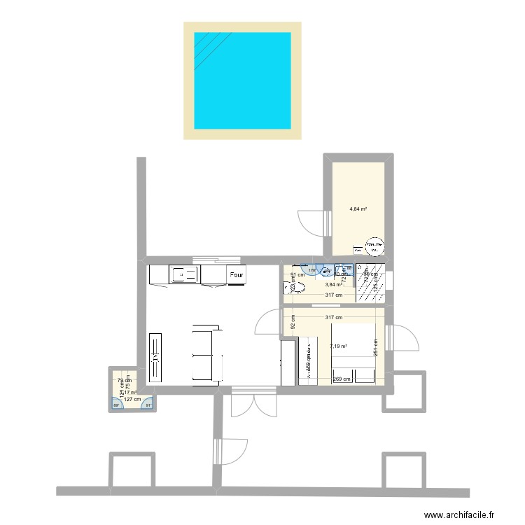 .Studio. Plan de 0 pièce et 0 m2