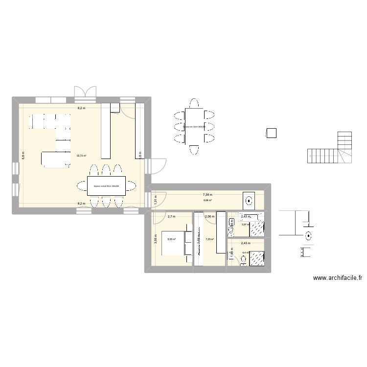 Midi 30. Plan de 6 pièces et 91 m2