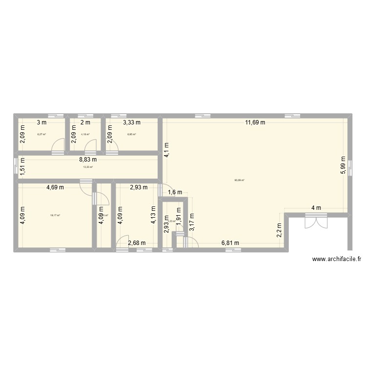projet bill 1. Plan de 8 pièces et 150 m2