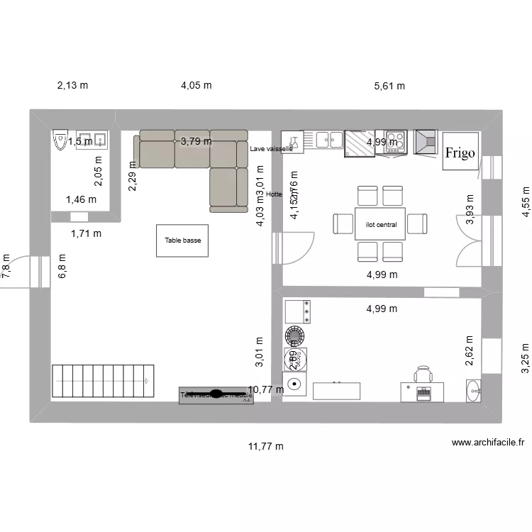 MAISON. Plan de 2 Pièces et 69 m²
