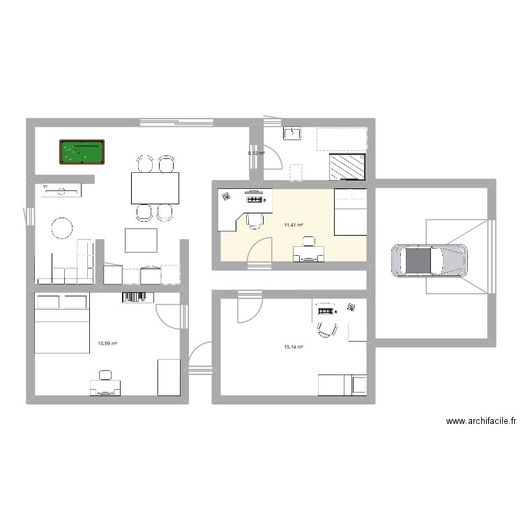 architecte 2. Plan de 4 pièces et 43 m2