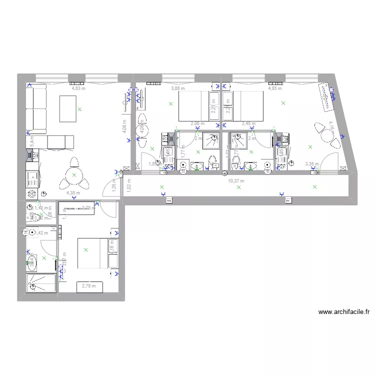 Plan &eacute;tage minimes. Plan de 