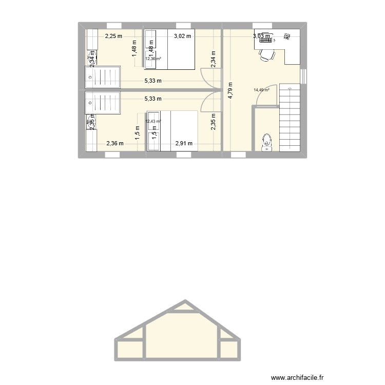 Grand gite combles. Plan de 0 pièce et 0 m2 Grand gite combles. Plan de 0 pièce et 0 m2