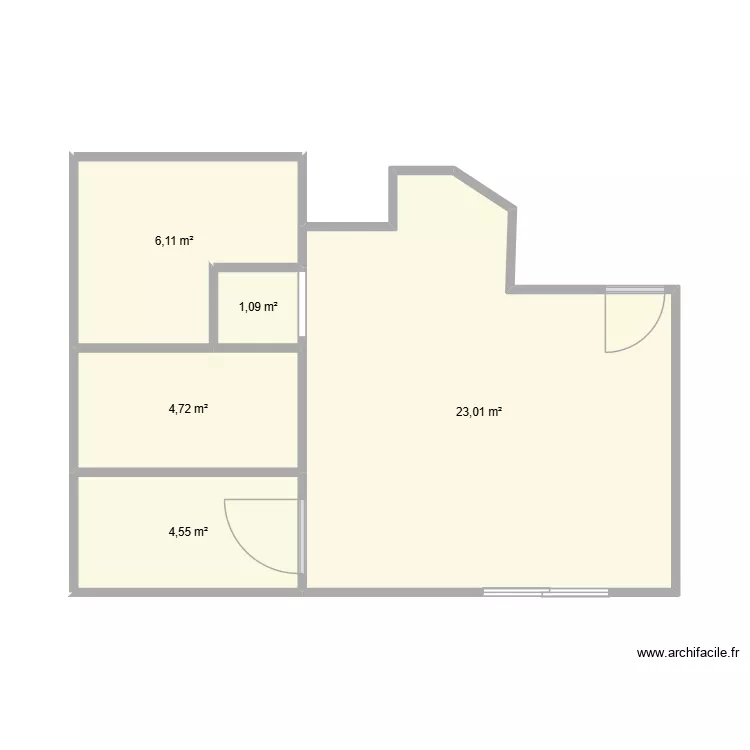 Ma chambre TN. Plan de 5  et 39 m²