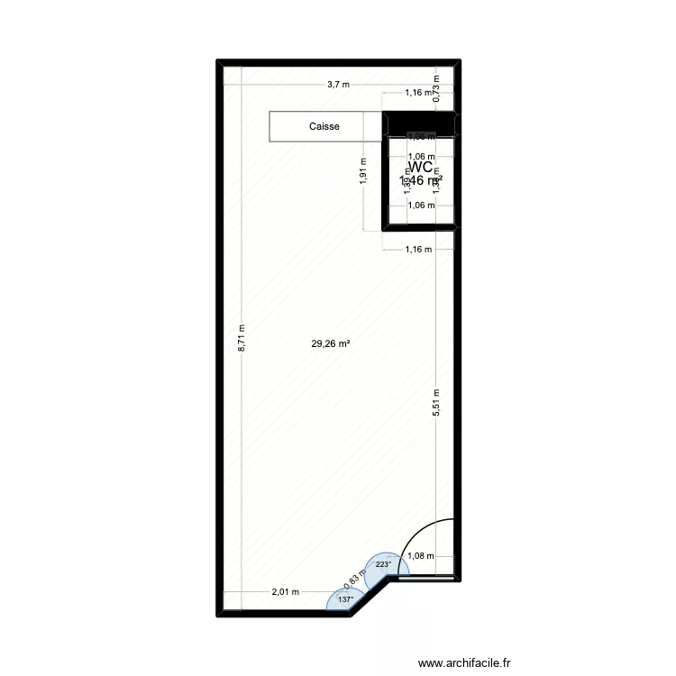 Plan Apres Travaux SPACE BARBER\'S. Plan de 3 pièces et 31 m²