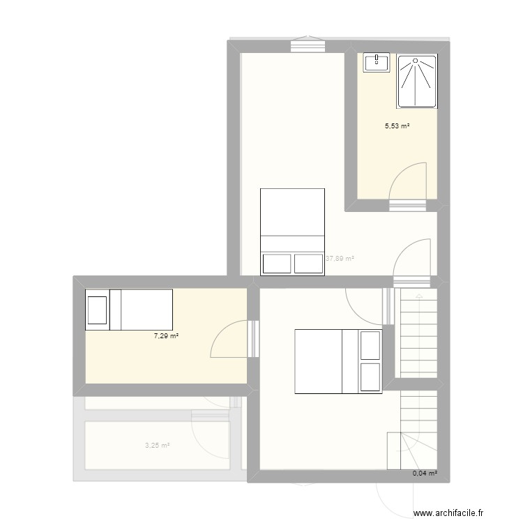 gite argentonnay. Plan de 6 pièces et 57 m2