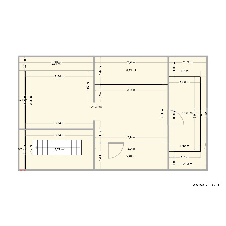 TI BIHAN FD. Plan de 8 pièces et 59 m2