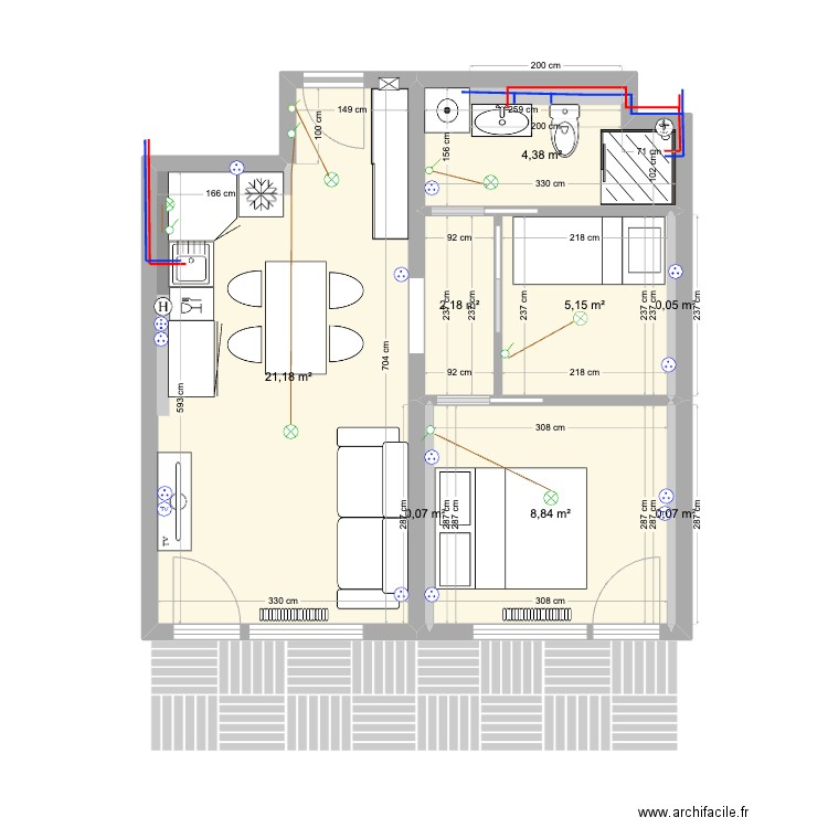 Veyso final2. Plan de 8 pièces et 42 m2
