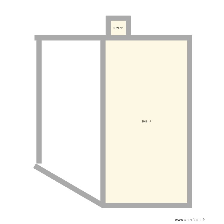 Café blida. Plan de 2 pièces et 40 m2