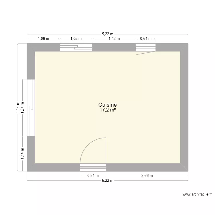 cuisine Rancogne. Plan de 1  et 17 m²