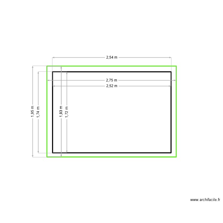 IMPLANTATION LOCAL TECHNIQUE SUR DALLE. Plan de 2 pièces et 10 m2
