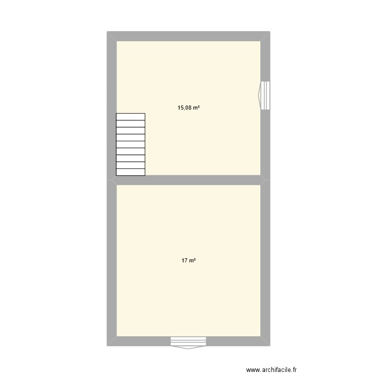 2ème étage. Plan de 2 pièces et 32 m2